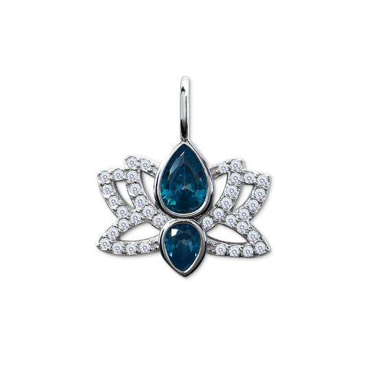 Lotus Blue Spinel & CZ Charm, Large