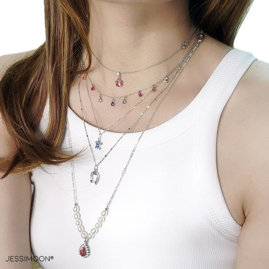 Multi-layer Necklaces + Earrings + Stacking Bracelet
